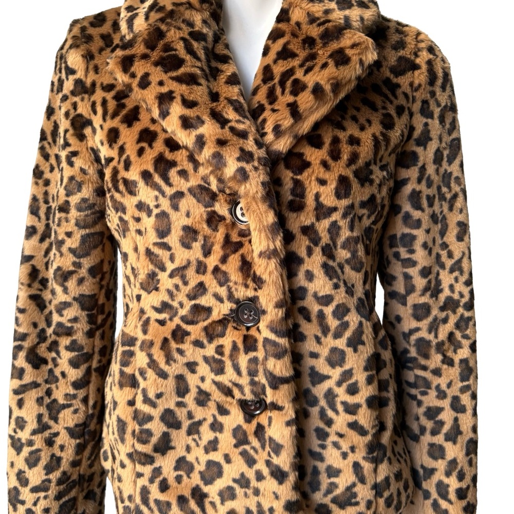 Banana Republic Y2K Safari Leopard Print Faux Fur Jacket, Sz S - Picture 8 of 15